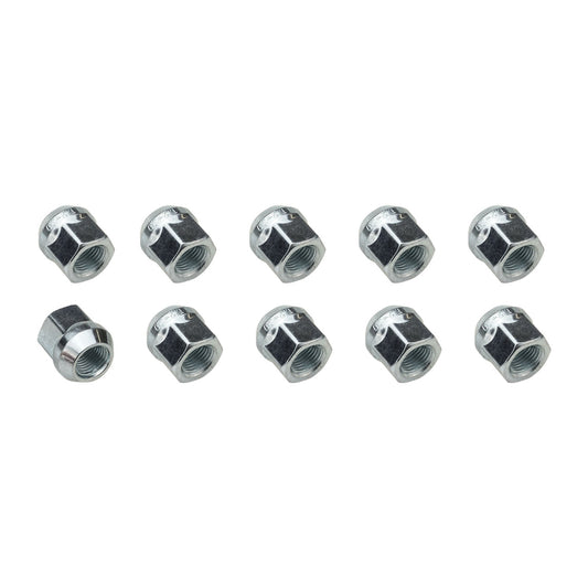 Wheel Lug Nut Kit Chrome, Acorn Open End Bulge, Length, 0.87, 1/2 inch, Set of 10