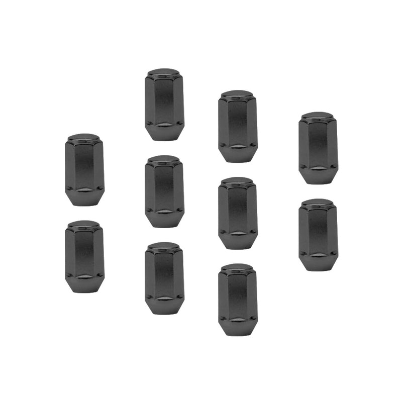 Wheel Lug Nut Kit Black, Acorn Bulge, length 1.42, 7/16 inch, Set of 10