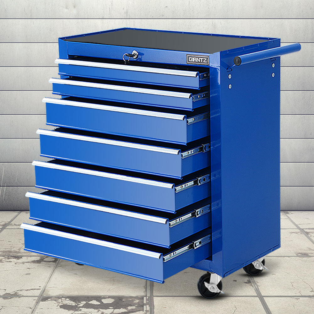 Giantz 7 Drawer Tool Box Cabinet Chest Trolley Storage Garage Toolbox Blue