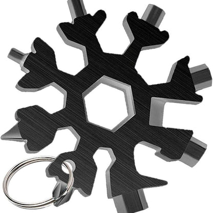 18 in 1 Multi-tool Snowflake Bottle Opener Stainless Keychain Wrench Screwdriver Black