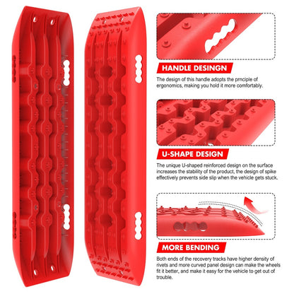 X-BULL KIT1 Recovery track Board Traction Sand trucks strap mounting 4x4 Sand Snow Car RED