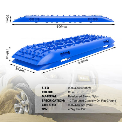 X-BULL 10 Pairs Recovery tracks 10T 4WD 4X4 / Sand tracks/ Mud tracks Gen 2.0 Blue