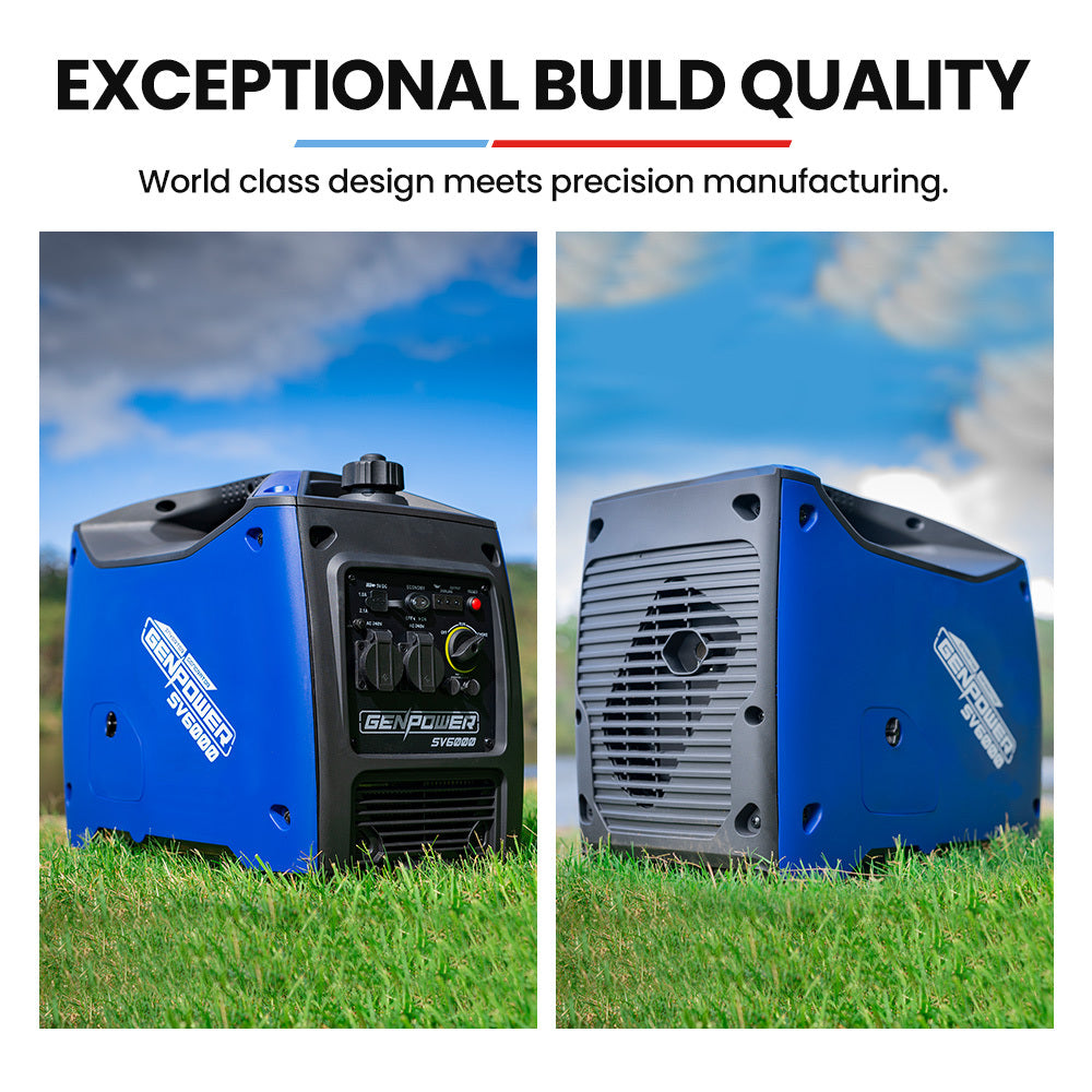 GENPOWER Inverter Generator Portable 3.5kW Max Petrol Pure Sine Wave Camping Power Station Blue