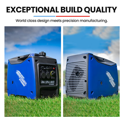 GENPOWER Inverter Generator Portable 3.5kW Max Petrol Pure Sine Wave Camping Power Station Blue