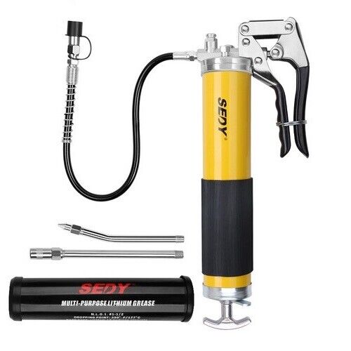 18inch Grease Gun 8000PSI Pistol Grip Flex Hose Heavy Duty Barrel With Cartridge