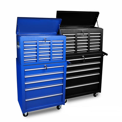 15-Drawer Tool Box Trolley Cabinet - Lockable Storage Cart Garage Toolbox Organizer System