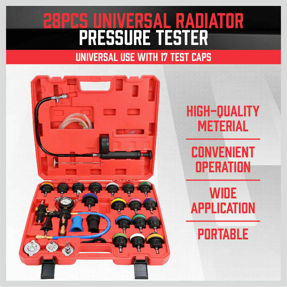 28Pc Radiator Pressure Test Set Cooling System Leaking Check Refill Vacuum Tool