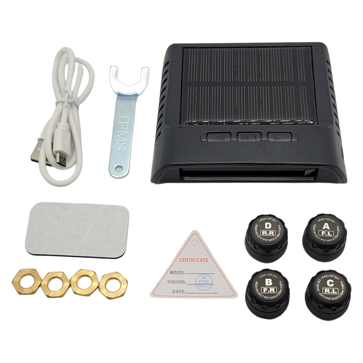 HRIDZ 1050 Solar Wireless TPMS Car Tire Tyre Pressure Monitor Monitoring System 4 Sensors