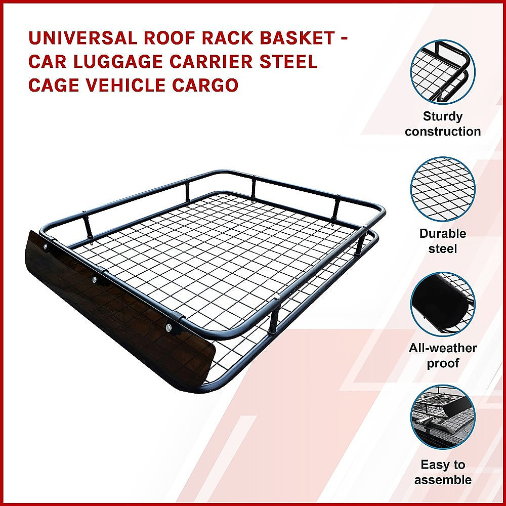 Universal Roof Rack Basket - Car Luggage Carrier Steel Cage Vehicle Cargo