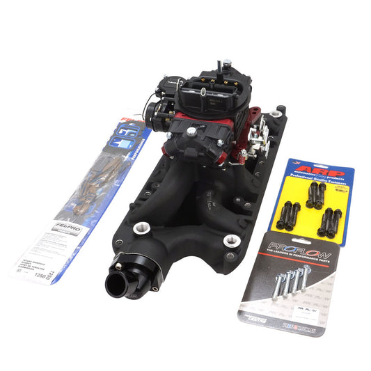 VPW Intake Manifold & Carburettor Kit Black Series RPM AirMax, Dual Plane, Street Brawler 750 Vac, Electric Choke,Carbutetor, SB For Ford 289,302W, Ea