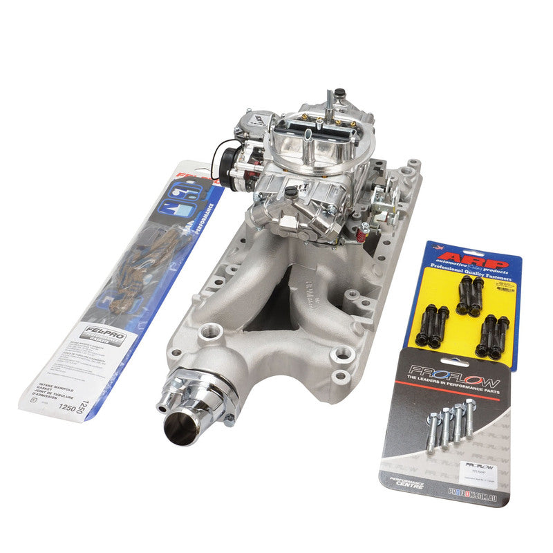 VPW Intake Manifold & Carburettor Kit Silver Series RPM AirMax, Dual Plane, Street Brawler 750 Vac, Electric Choke,Carbutetor, SB For Ford 289,302W, E