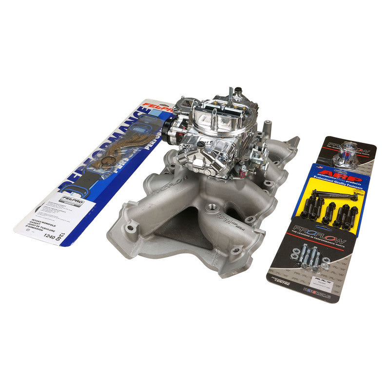 VPW Intake Manifold & Carburettor Kit Silver Series RPM AirMax, Dual Plane, Street Brawler 750 Vac, Electric Choke, Carburetor, SB Ford 302,351C, Kit