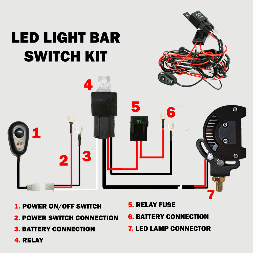 2way LED Universal Driving light Wiring Loom Harness 12V 24V 40A Relay Switch