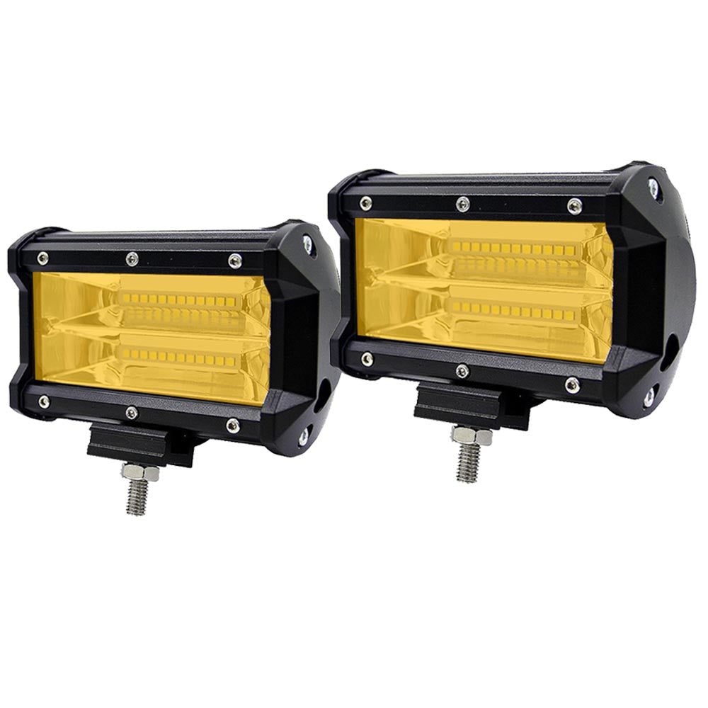 2x 5inch Flood LED Light Bar Offroad Boat Work Driving Fog Lamp Truck Yellow