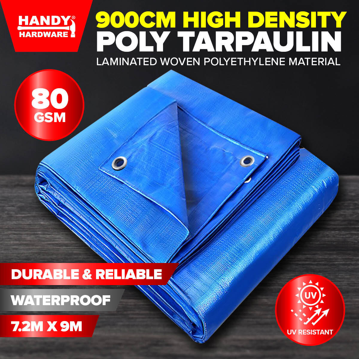 Handy Hardware Tarpaulin UV Resistant Waterproof Strong Durable 9m